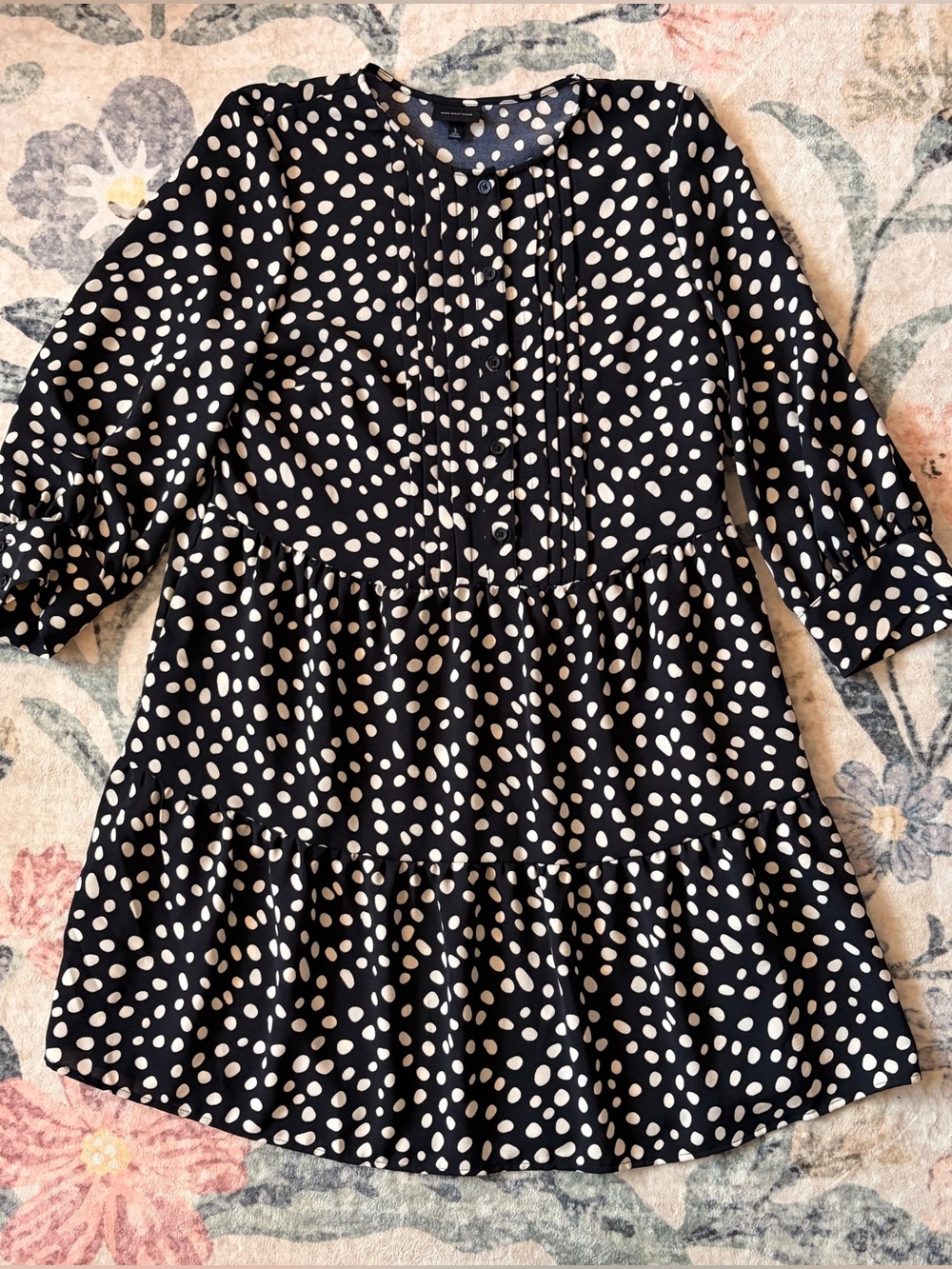 Who What Wear Black Dress with White Polka Dots